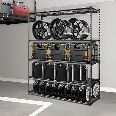 Garage and Workshop Steel Shelving Unit with Split Design and Rubber Foot Pads