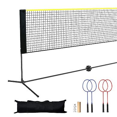 20 ft Outdoor Badminton Set with Adjustable Net, Rackets and Shuttlecocks