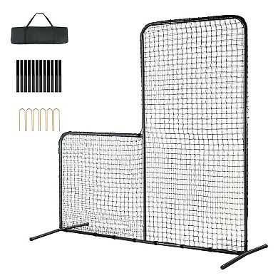 Baseball Softball L-Screen Net 7×7 ft with Steel Frame and Carry Bag