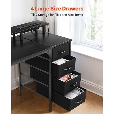 RGB Computer Desk 47" with Power Strip, Drawers, and Monitor Stand