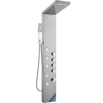 4-in-1 Wall-Mount Shower Panel with Rainfall, Waterfall, Body Jets, and Handheld