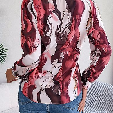 Womens Button Down Shirt Long Sleeve Floral Printed Blouse Business Casual Work Tops