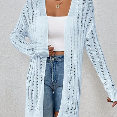 Womens Crochet Lightweight Cardigans Long Sleeve Open Front Boho Summer Cardigan Sweater Cover Up