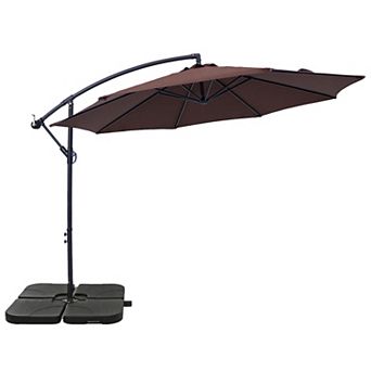 Sunnydaze 10' Offset Patio Umbrella and Cross Base and Square Bases