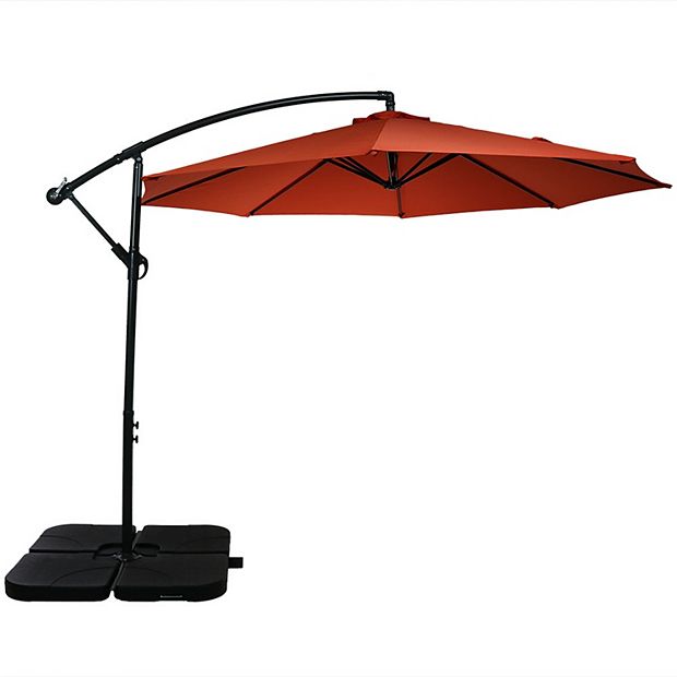 Sunnydaze Outdoor Steel Offset Cantilever Pool Patio Umbrella with Square Base Set - 10'