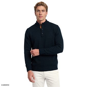 Men's IZOD Button Mock Neck Sweater