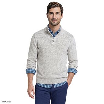 Men's IZOD Button Mock Neck Sweater