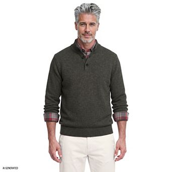 Men's IZOD Button Mock Neck Sweater