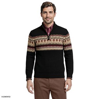 Men's IZOD Fair Isle Quarter Zip Sweater