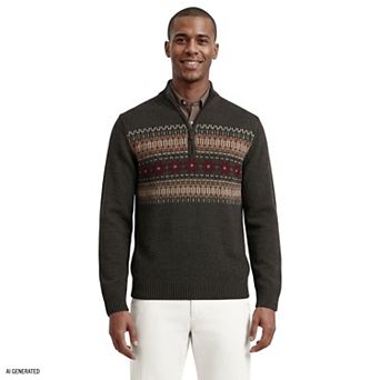 Men's IZOD Fair Isle Quarter Zip Sweater