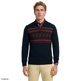 Men's IZOD Fair Isle Quarter Zip Sweater