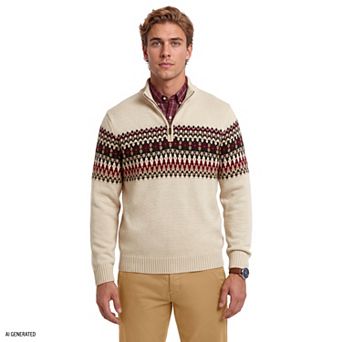 Men's IZOD Fair Isle Quarter Zip Sweater