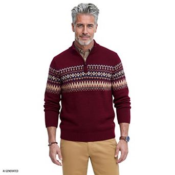 Men's IZOD Fair Isle Quarter Zip Sweater