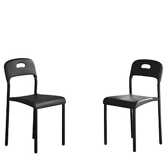 Stackable Dining Chairs Set of 2, Waterproof & Stain-Resistant Plastic with Metal Legs