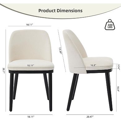 Dining Chairs Set of 2 with Thick Cushions & Wood Legs, Modern Kitchen Chairs