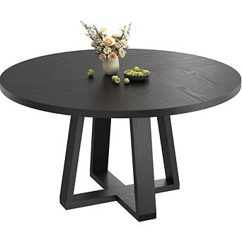 Round Dining Table for 4-6, 47 Inch Farmhouse Wood Round Kitchen Table for Living Room, Apartment