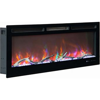 50inch Electric Fireplace Voice and Remote Smart Control 12 Flame Colors Slim Recessed Low Noise