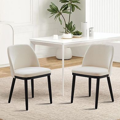 Dining Chairs Set of 4 with Thick Cushions & Wood Legs, Modern Kitchen Chairs