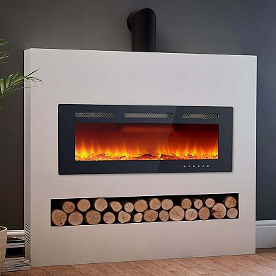 40inch Electric Fireplace Remote 12 Flame Colors 750/1500W Heater Timer Slim Low Noise