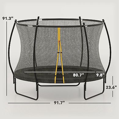 Soozier 8ft Outdoor Trampoline with Net Enclosure, Curved Poles