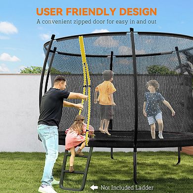 Soozier 8ft Outdoor Trampoline with Net Enclosure, Curved Poles