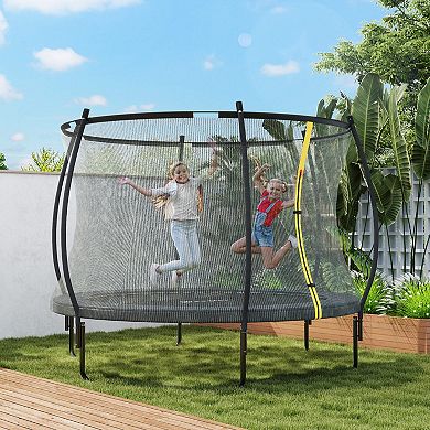 Soozier 8ft Outdoor Trampoline with Net Enclosure, Curved Poles