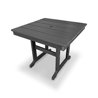 HDPE Patio Dining Table, with Umbrella Hole, for Outdoor, Yard, Lawn (Grey, 1 pc