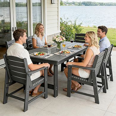 Patio Dining Table, with Umbrella Hole, Weather Resistant, for Outdoor, Garden, Yard