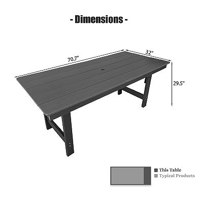 Patio Dining Table, with Umbrella Hole, Weather Resistant, for Outdoor, Garden, Yard