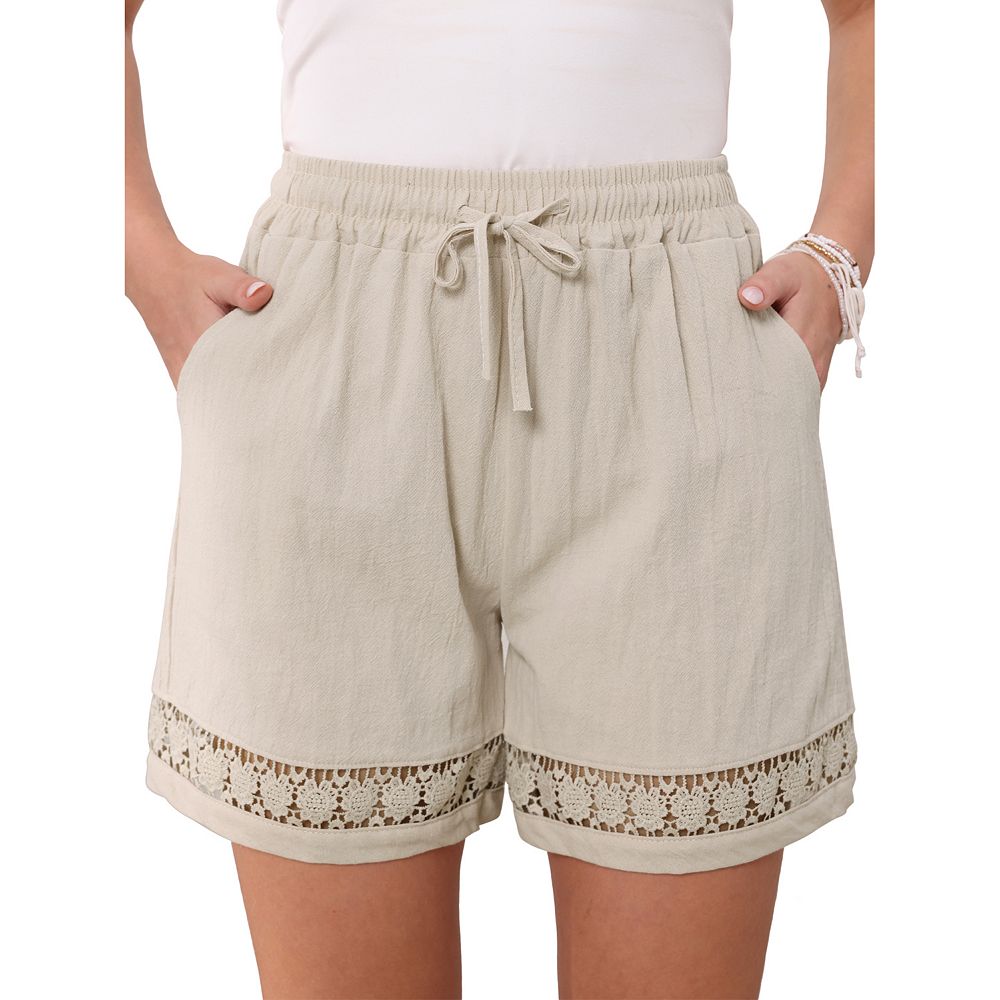 Line Shorts for Women's Casual Summer Elastic High Waisted Drawstring ...
