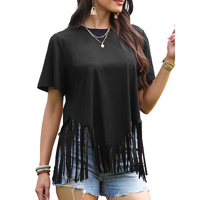 トップス Acka fringe american sleeve tops Etta Fringe Long Sleeve Snap Western Shirt