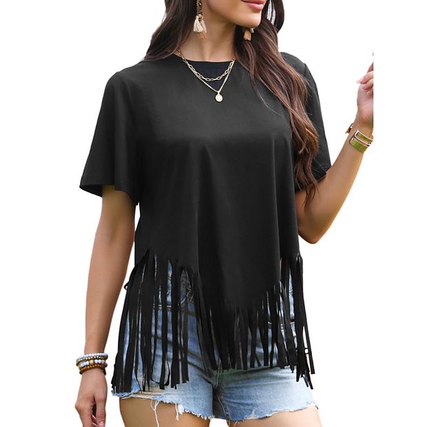 トップス acka fringe american sleeve tops fringe american sleeve tops – Acka online store