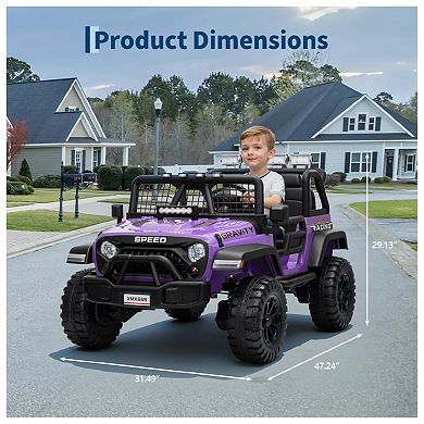 24V 2-Seater Kids Electric Truck with Parent Remote Control, 100Min Ride-on Car