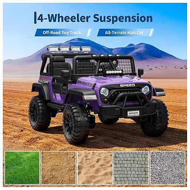 24V 2-Seater Kids Electric Truck with Parent Remote Control, 100Min Ride-on Car