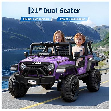 24V 2-Seater Kids Electric Truck with Parent Remote Control, 100Min Ride-on Car