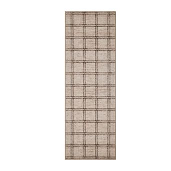 Modern Geometric Plaid Area Rug Machine Washable Low Pile Non Slip Floor Rug for Bedroom Kitchen