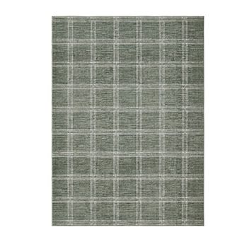 Modern Geometric Plaid Area Rug Machine Washable Low Pile Non Slip Floor Rug for Bedroom Kitchen