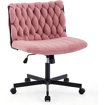 Ergonomic Swivel Office Chair with Wheels - Wide Seat Armless Desk Chair, Criss-Cross Leg Design