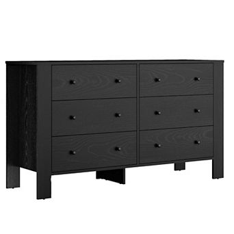 6 Drawer Dresser for Bedroom, Modern Wide Dresser Organizer with Storage Drawers, Wooden Chests