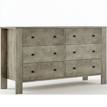 6 Drawer Dresser for Bedroom, Modern Wide Dresser Organizer with Storage Drawers, Wooden Chests