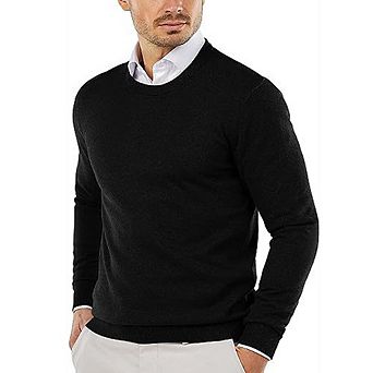 Casual Men's Crew Neck Pullover Sweater Soft Knit Top for Daily Commute