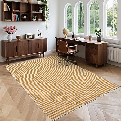 Modern Geometric Area Rug for living Room Low Pile Machine Washable Carpet for Dining Room Kitchen