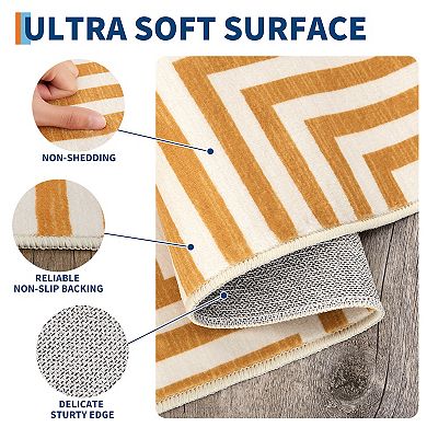 Modern Geometric Area Rug for living Room Low Pile Machine Washable Carpet for Dining Room Kitchen