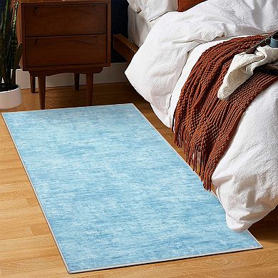 Contemporary Plain Texture Area Rug for Living Room Ultra Thin Non Slip Washable Rug for Home Decor