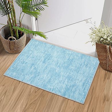 Contemporary Plain Texture Area Rug for Living Room Ultra Thin Non Slip Washable Rug for Home Decor