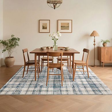 Irregular Grid Area Rug Washable Non Slip Floor Geometric Soft Rug for Modern Bedroom Living Room