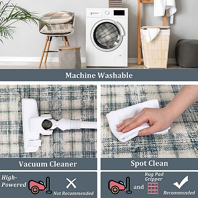 Irregular Grid Area Rug Washable Non Slip Floor Geometric Soft Rug for Modern Bedroom Living Room