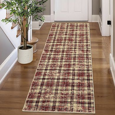 Irregular Grid Area Rug Washable Non Slip Floor Geometric Soft Rug for Modern Bedroom Living Room