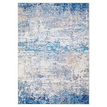 Modern Abstract Area Rug Machine Washable Non Slip Low Pile Floor Cover for Bedroom Dining Room