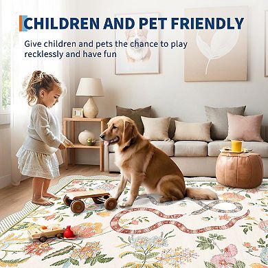 French Pastoral Style Area Rug Non Slip Ultra Thin Washable Rug for ...